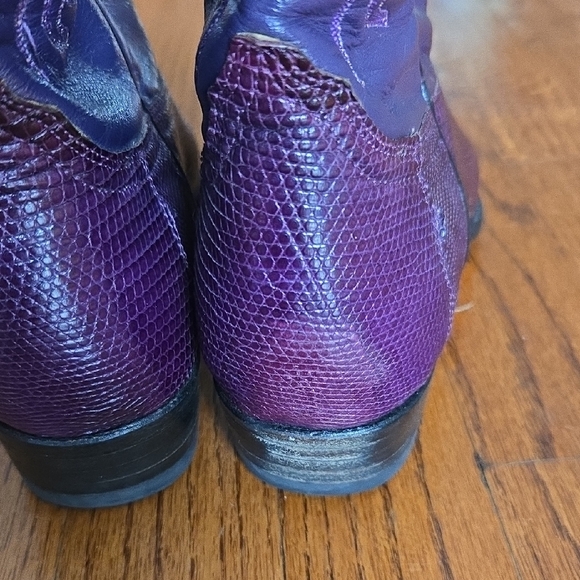 Cuadra Mexico Size 6.5 Mid-Calf Iguana Lizard Purple Dyed Leather Western Boots - Picture 9 of 16